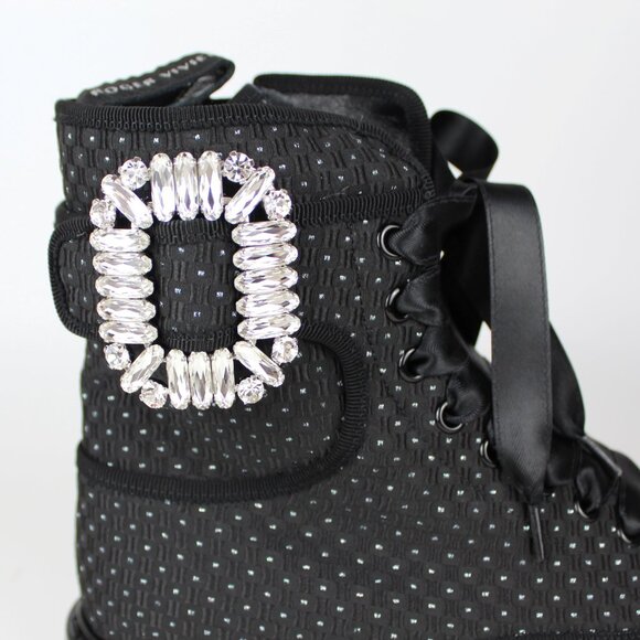 NEW Roger Vivier Viv Strass Combat Bootie–Crystal Buckle -Luxe Fall/Winter Shoes - Picture 12 of 16